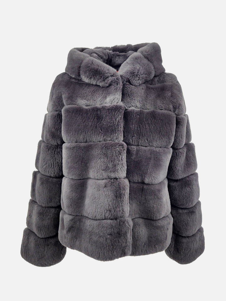 Petrovski, 60 cm. - Rex-rabbit jacket - Women - Dark Grey