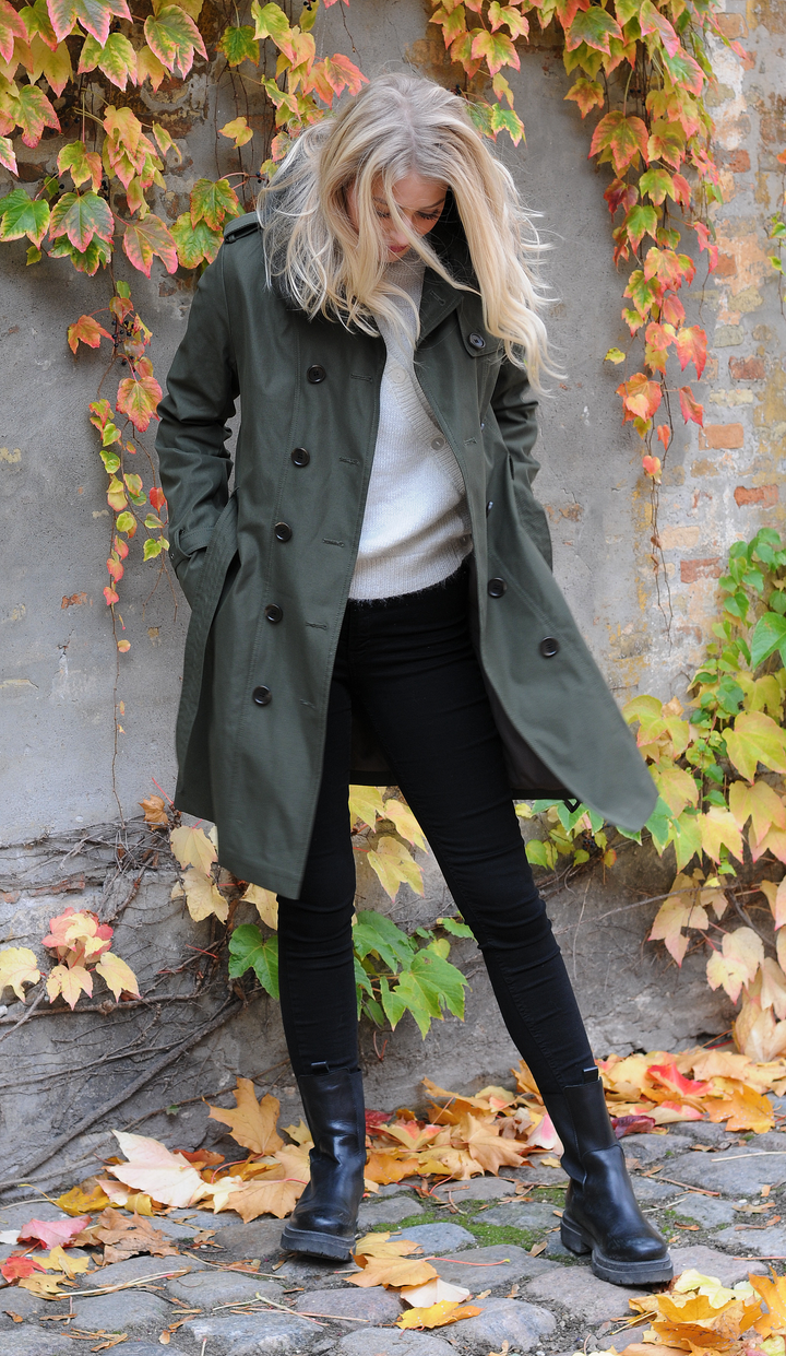 Daisy 90 cm - Trenchcoat med pelskrave - Kvinde - Army