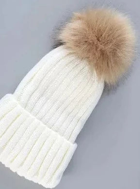 Beanie Hat - Knitted Acrylic - White