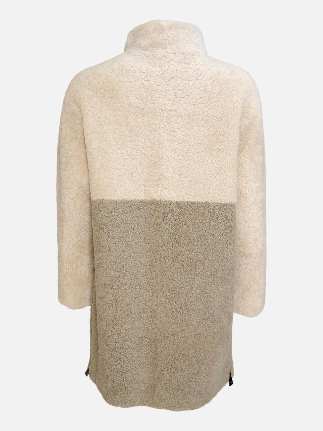 Ganaia 85 cm. - Lamme pels jakke - Dame - Beige og grå