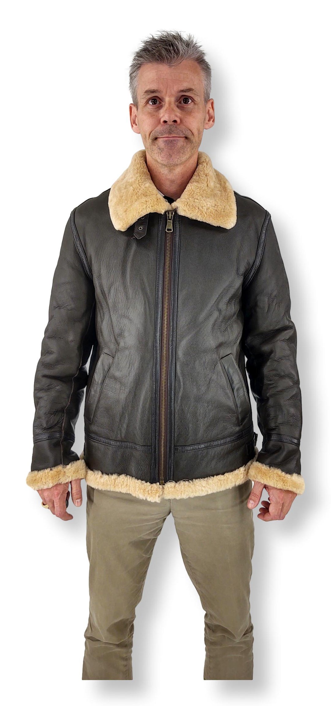 Elias Mens Bomber - Nappa Lamb Crack - Mand - Mørkebrun
