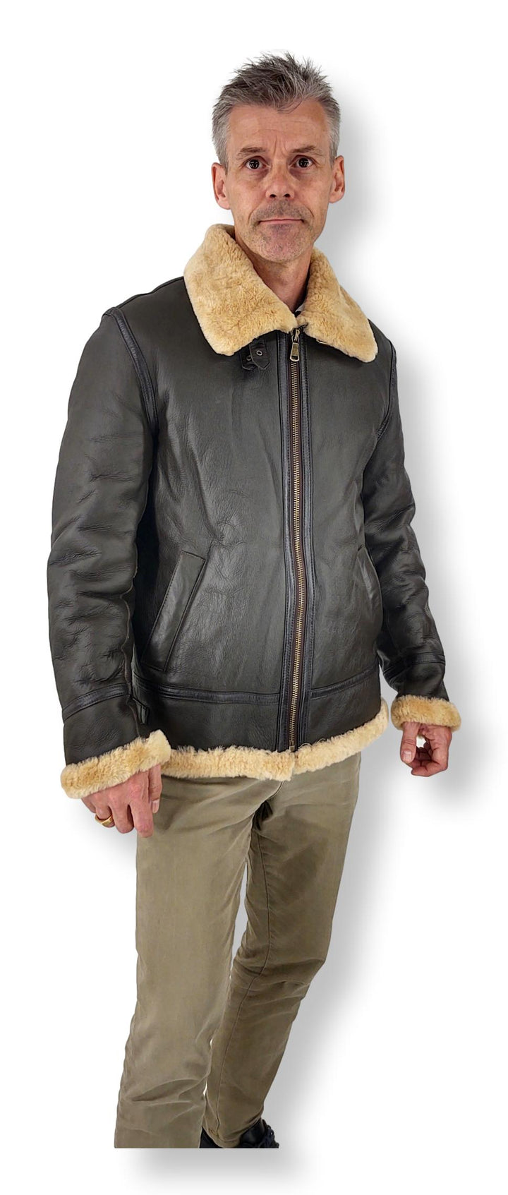 Elias Mens Bomber - Nappa Lamb Crack - Mand - Mørkebrun