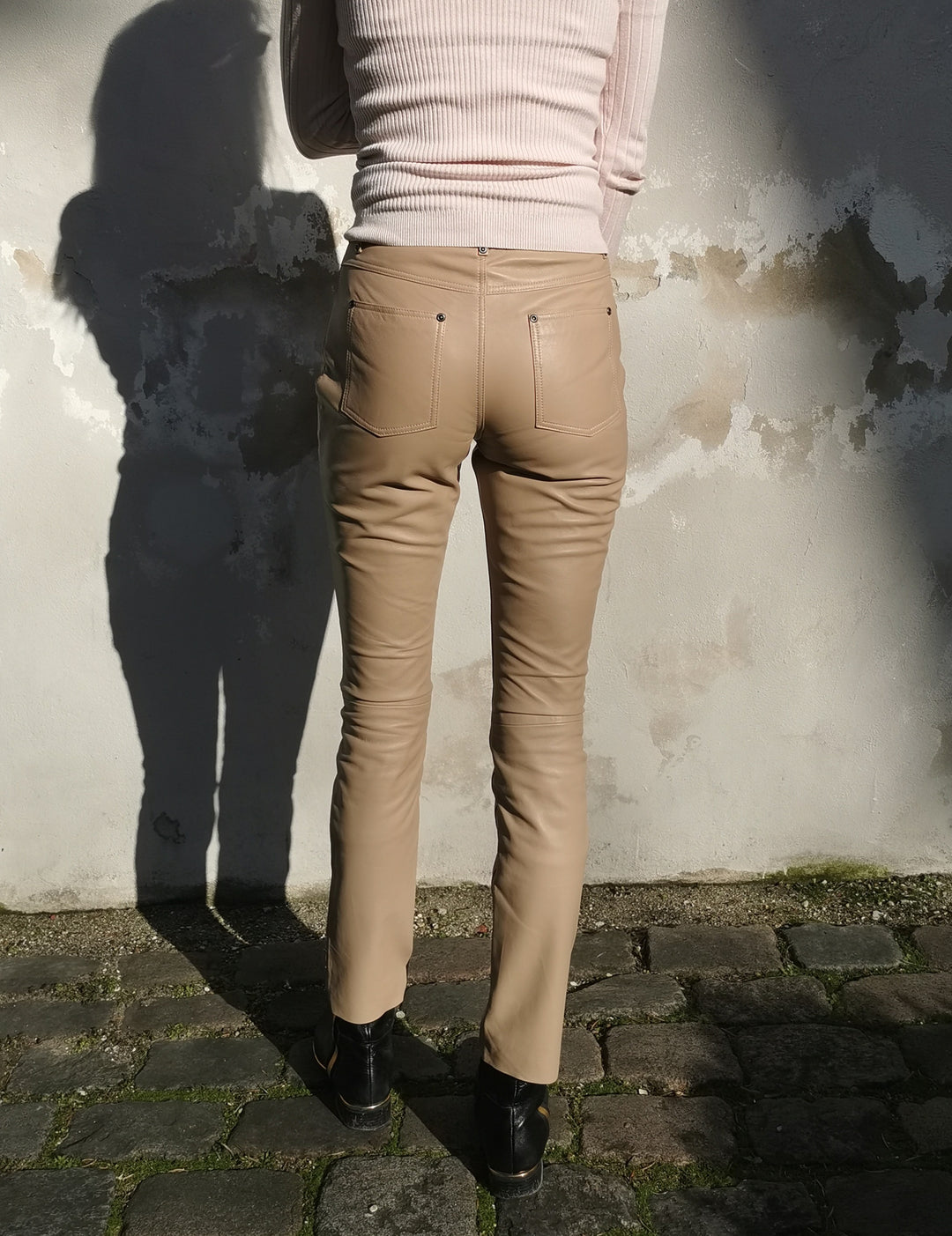 Jill Hose – Hose aus Lammnappaleder – Damen – Cafe Latte