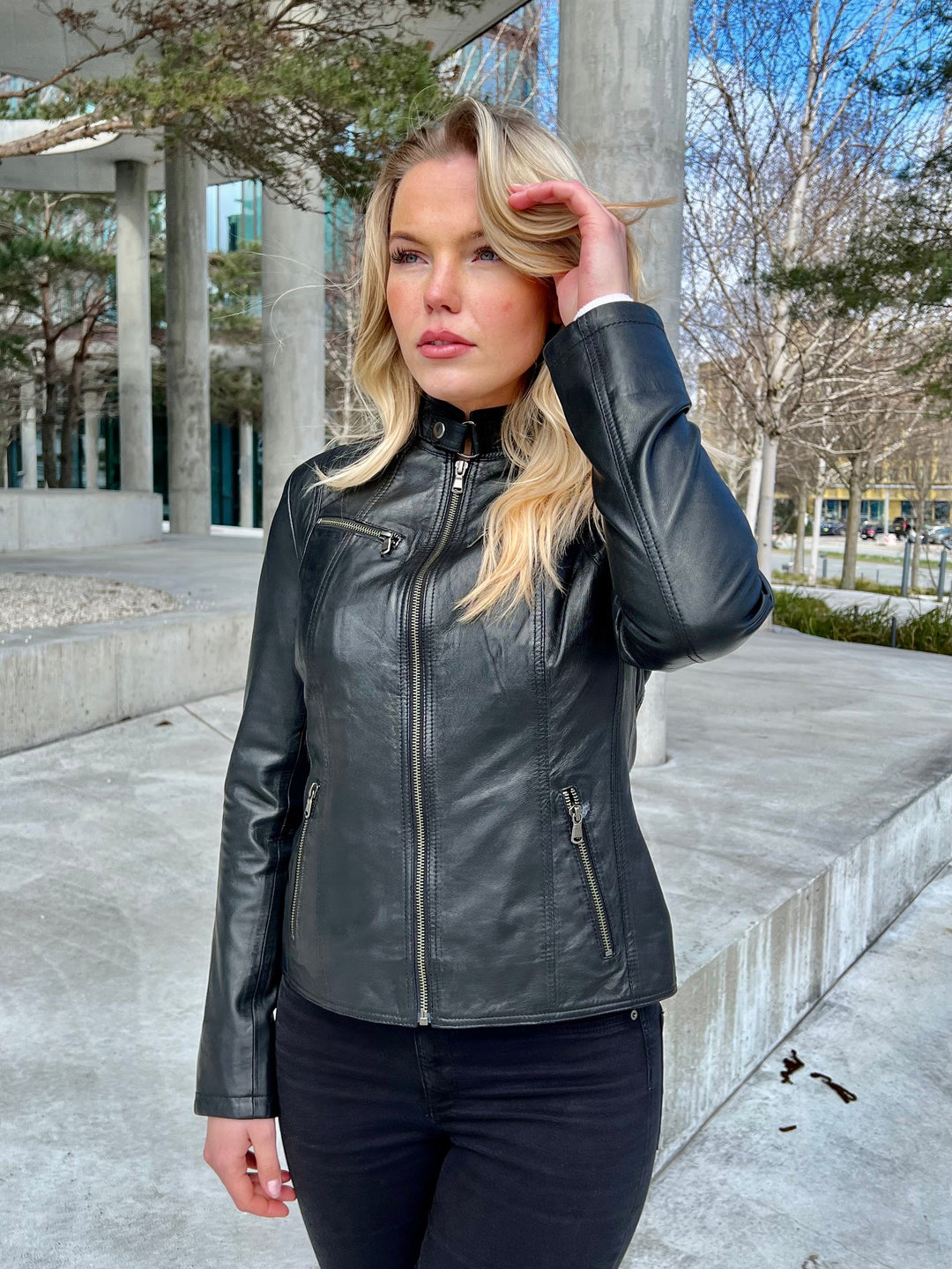 Merry - Nappa Leatherjacket - Femmes - noir