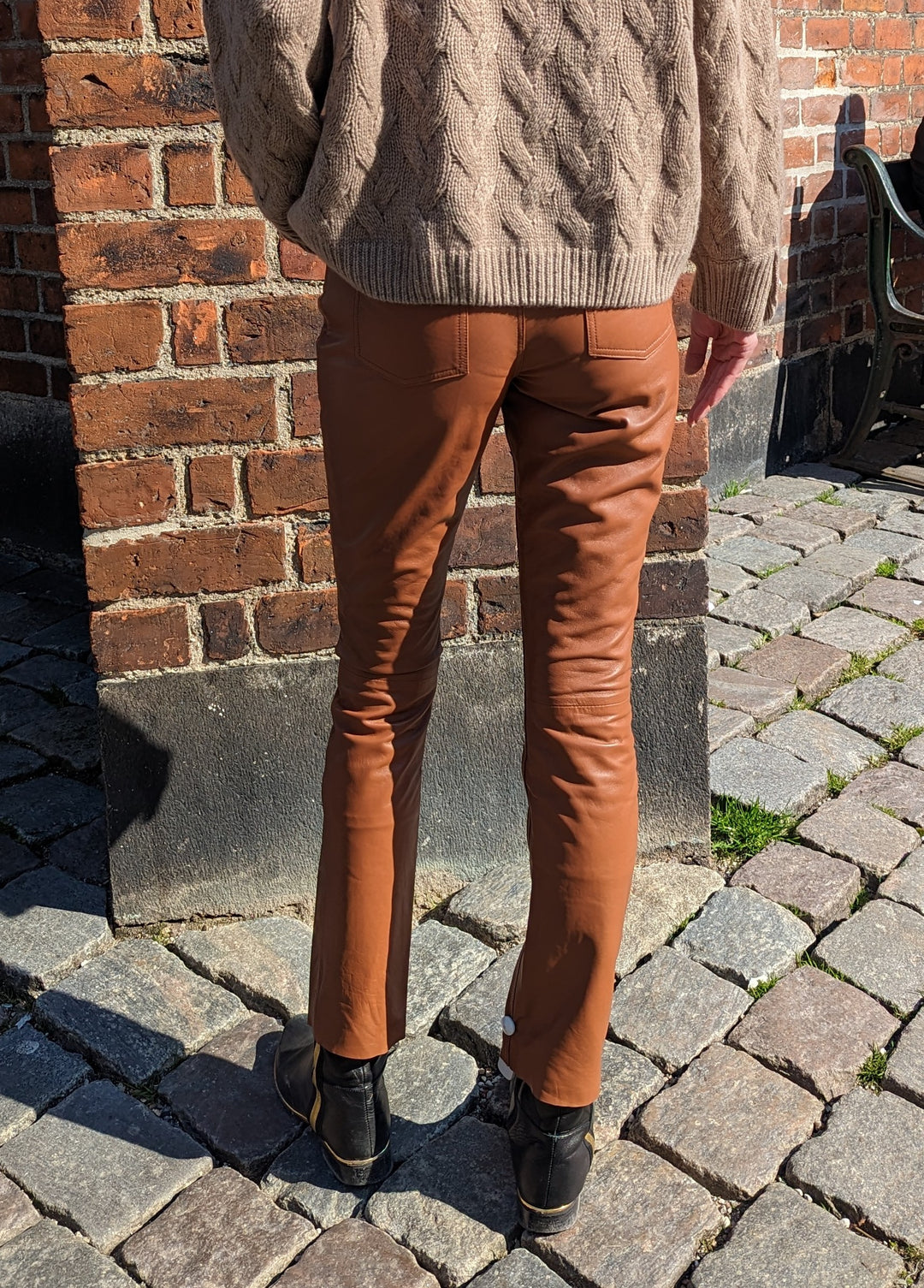 Jill Trouser - Lamm Nappa Läder - Dam - Dark Tan