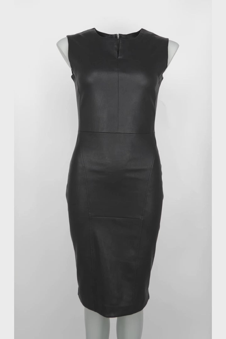 Felicia Dress - Lamb Stretch Leather - Women - Black