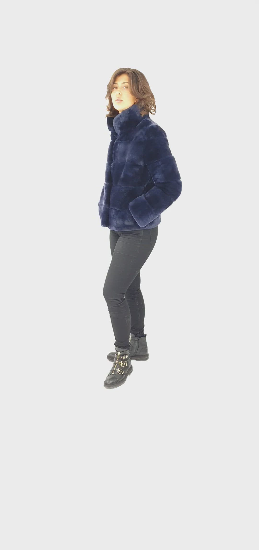 Petrovski, 60 cm. - Rex -Rabbit Jacket - Kvinner - Navy Blue